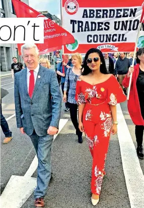  ??  ?? Marching forward: Deena with Member of the Scottish Parliament Lewis Mcdonald