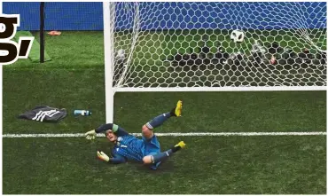  ??  ?? Not fast enough: Germany goalkeeper Manuel Neuer concedes a goal during the Group F match against Mexico at the Luzhniki Stadium in Moscow yesterday. — AFP