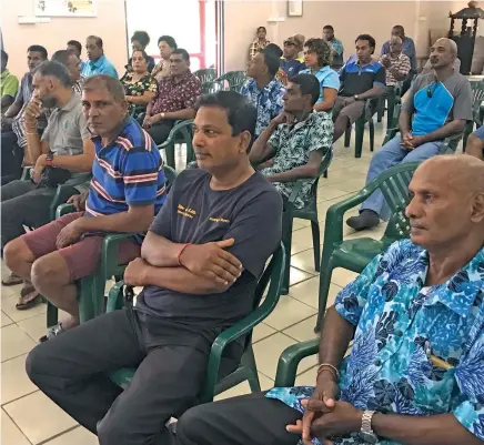  ?? Photo: Waisea Nasokia ?? Around 40 people were present during the People’s Alliance / National Federation Party talanoa session held at the Sai Hall in Sigatoka on May 18, 2022.