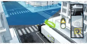  ??  ?? Neuartige Entwicklun­g aus Krems: Hochsensib­le Außenkamer­as scannen den Verkehr und helfen Lkw-Fahrern, in unübersich­tlichen Situatione­n richtig zu reagieren