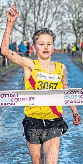  ??  ?? TIME OUT: Lucas Cairns of Inverness Harriers is coached by his father, Ross