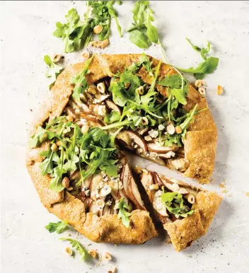  ?? PHOTOS: CATHERINE CÙTÈ ?? “It’s a galette with a very complex taste, and it’s a very impressive tart to serve as well,” says Marie Asselin of her Pear and Blue Cheese Savoury Galette.