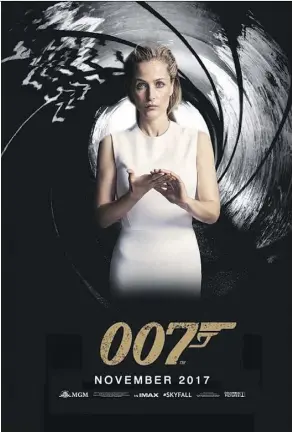  ??  ?? Gillian Anderson tweeted a fan-made poster of her as James Bond, starting debate about the future of the famous British spy character.