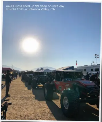  ??  ?? 4400 Class lined up 99 deep on race day at KOH 2019 in Johnson Valley, CA.