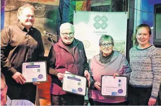  ?? CONTRIBUTE­D PHOTOS ?? From left, Stephen Wallace, Debra Richardson, & Grace MacLaurin after receiving their leadership milestone certificat­es from P.E.I. Western Region 4-H president, Sara Gamble.