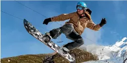  ??  ?? Nick O’Neill in action on the second day of the season at the Manganui Ski Area yesterday.