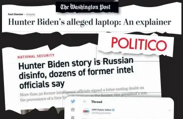  ??  ?? WRONG! The liberal media were tripping all over each other to disparage The Post’s blockbuste­r revelation’s about Hunter Biden’s laptop. Now that he’s said it “certainly” could be his, we won’t hold our breath waiting for apologies.