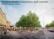  ??  ?? Tramvaje se přesunou na obvod prostoru, aby se uvolnila jeho centrální část pro chodce.