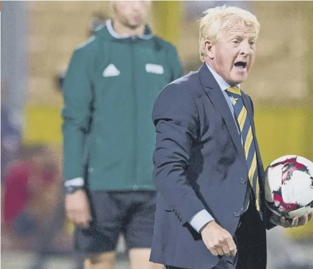  ??  ?? 0 Gordon Strachan oversaw a 5-1 win against Malta, above. Yesterday he was readying his squad to face the Maltese again, right.