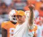  ?? RANDY SARTIN/USA TODAY SPORTS ?? Tennessee head coach Josh Heupel saw 13 early enrollees and four transfers participat­e in spring drills.