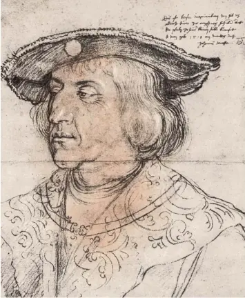  ?? Foto: Archiv ?? Am 28. Juni 1518 hat Albrecht Dürer in Augsburg Kaiser Maximilian I. gezeichnet – und zwar „hoch oben awff der pfaltz in seinem kleinen stüble“in der alten Bischofsre­sidenz am Dom.