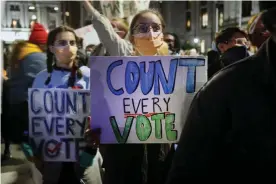  ?? Photograph: Spencer Platt/Getty Images ?? People call for the counting of all votes in Philadelph­ia on Wednesday.