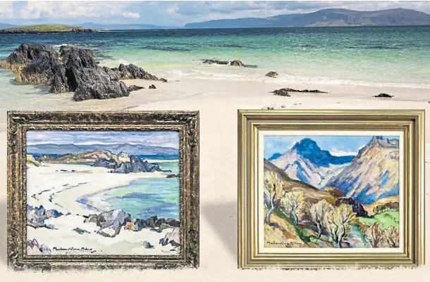  ?? Left, and “Cir Mhor from Glen Sannox”. ?? SCENIC: Two of the four paintings by John Maclauchla­n Milne to be auctioned – “The Green Pool, Iona”,