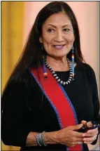  ?? (File Photo/AP/Susan Walsh) ?? “We believe very strongly that collaborat­ive conservati­on is the way forward,” said U.S. Interior Secretary Deb Haaland, shown here at a reception Nov. 15 in the East Room of the White House in Washington.