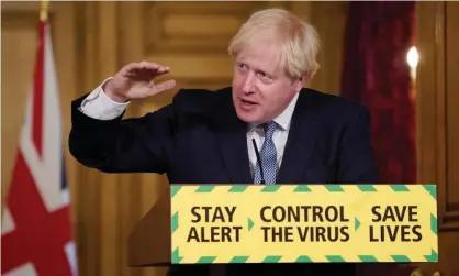  ?? Photograph: Andrew Parsons/10 DOWNING STREET ?? Boris Johnson has said it is time to ‘squeeze that brake pedal’ to keep the virus under control.