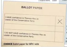 ??  ?? CHOICE Ballot paper for MPs’ vote