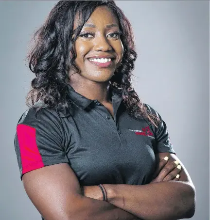  ?? DAVE HOLLAND/CSI CALGARY ?? “Canada has never had a black pilot. I want to be that first one,” says 28-year-old Toronto bobsledder Cynthia Appiah.
