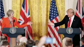  ??  ?? «Special partnershi­p». Donald Trump accoglie Theresa May alla Casa Bianca