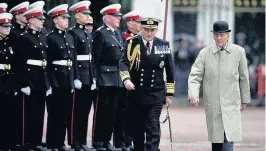  ??  ?? > Prince Philip at yesterday’s parade