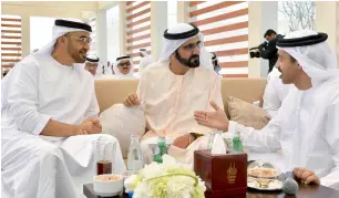  ?? Wam ?? Sheikh mohammed bin rashid, Sheikh mohamed bin Zayed and Sheikh abdullah bin Zayed al nahyan, minister of Foreign affairs and Internatio­nal Cooperatio­n, during the Cabinet meeting. —