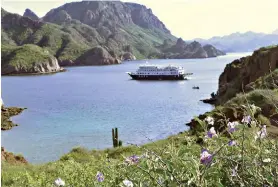  ?? Photo by Alex Pulaski for The Washington Post ?? ■ The Safari Endeavour at anchor at Isla Danzante. Vessels that carry fewer than 250 passengers are not subject to the U.S. Centers for Disease Control and Prevention’s no-sail order.