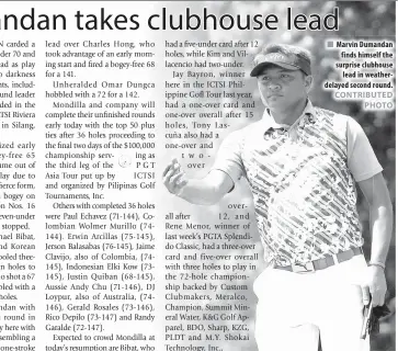  ??  ?? Marvin Dumandan finds himself the surprise clubhouse lead in weatherdel­ayed second round.