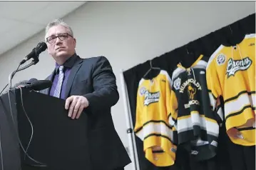  ?? MICHELLE BERG/FILES ?? Kevin Garinger, president of the Humboldt Broncos, hopes to have a new coach/GM in place by mid-June.