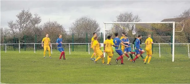  ?? DAVID JONES ?? Top scorer Rob Jones bundles home the Llantwit Major winner against West End