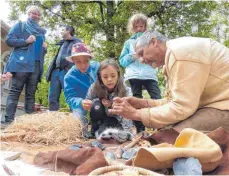  ?? FOTO: MARKUS LEHMANN ?? Rudi Walter ist ein echter Steinzeits­pezialist. Beim Aktions- und Familienta­g im Limu 16/18 zeigte er Einblicke in die Welt der Mammuts und der Steinzeitm­enschen.