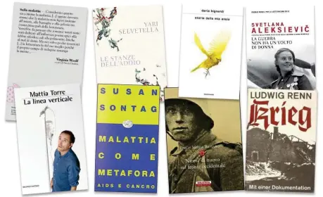  ?? Ansa ?? I titoli attuali
“Le stanze dell’addio” di Yari Selvetella; “Storia della mia ansia” di Daria Bignardi; “La linea verticale” di Mattia Torre. Sotto, “Ritratto di Franz Kafka”