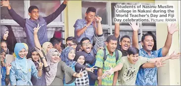 ?? Picture: RAMA ?? Students of Nasinu Muslim College in Nakasi during the World Teacher’s Day and Fiji Day celebratio­ns.