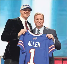  ?? MATTHEW EMMONS/USA TODAY SPORTS ?? Josh Allen only talked directly about his controvers­ial tweets with the Bills, the team that traded up to take him.