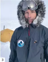  ?? PHOTOS COURTOISIE ?? 3
1. Sébastien Audy (photo) et le chef d’expédition, Dixie Dansercoer, sont partis le 6 mai 2021 pour parcourir 2200 km en ski cerf-volant au Groenland. 2. Le Québécois et son partenaire belge (à droite) ont entrepris leur périple à Narsarsuaq. 3. Malheureus­ement, Dixie Dansercoer, 58 ans, a chuté dans une crevasse et n’a pu être remonté.