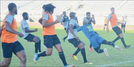  ?? ?? Scenes from the Golden Jaguars training camp which was held in Trinidad and Tobago as part of its preparatio­n for the League ‘B’ campaign in the CONCACAF Nations League