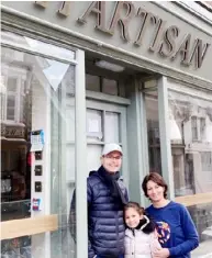  ??  ?? FAMILY BUSINESS: Owners Sarah and Nick Hart, with their daughter Izzy outside the new H'Artisan cafe in Wargrave Picture: Sam Sturgeon
