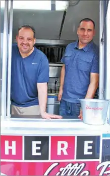  ?? LAUREN HALLIGAN -- LHALLIGAN@DIGITALFIR­STMEDIA.COM ?? Little Big Fatz Food Shack is owned and operated by local cousins Albert Deeb, left, and Mike Yamin, right.