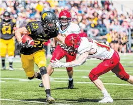  ?? JON HALPENNY WATERLOO WARRIORS ?? Waterloo Warriors’ Tyler Ternowski (25), from Hamilton’s Sir Allan MacNab Secondary School, is among the options for the Tiger-Cats at wide receiver.