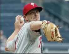  ?? KEITH SRAKOCIC -AP ?? Philadelph­ia Phillies starting pitcher Drew Smyly throws against the Pittsburgh Pirates during the first inning of a baseball game, Sunday in Pittsburgh.