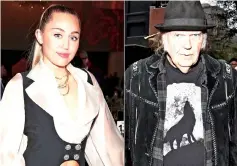  ??  ?? Miley Cyrus and NeilYoung were among hundreds of people who lost their homes in wildfires that destroyed parts of the California seaside town of Malibu.