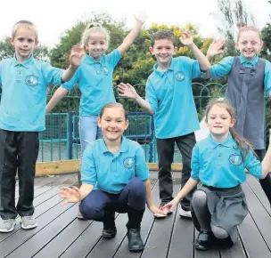  ??  ?? Pupils at Tremains Primary School are enjoying their new-look playground after a donation by Tarmac’s Aberthaw Cement Plant