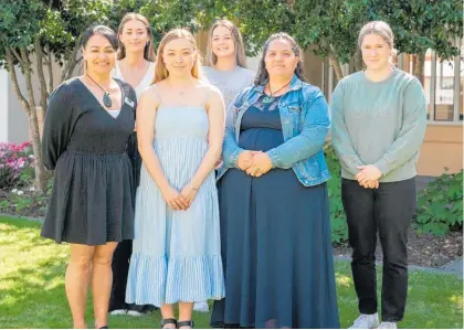  ?? ?? EIT Te Pu¯kenga Bachelor of Nursing Scholarshi­p recipients Lisa Halbert (left), Alexi (Lexi) Sewell, Emma Stuart, Elizabeth Wood, Kylie Tipoki, Ella Jamieson and Freya Hodgson (not pictured).