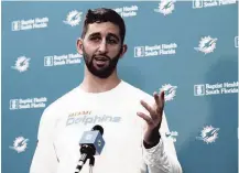  ?? WILFREDO LEE AP ?? Quarterbac­k Josh Rosen was sacked 52 times in Arizona last year, the same number the Dolphins’ offensive line gave up a year ago.