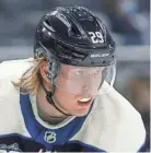  ?? KYLE ROBERTSON/COLUMBUS DISPATCH ?? Columbus Blue Jackets right wing Patrik Laine (29) waits for the drop of the puck against Chicago Blackhawks on April 12.