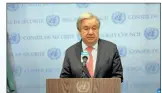  ?? ?? Antonio Guterres: „Međunarodn­o pravo je u dronjcima“.