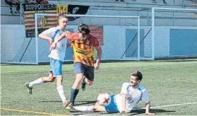  ?? FOTO: LLUÍS MONTANER ?? Golarro de Víctor Oribe Que va obrir el marcador contra el Granollers