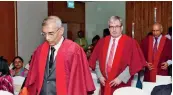 ??  ?? GISM’s 2019 Graduation Ceremony Held at Hilton Residencie­s. GISM President Professor G. Senaratne (front), Professor Jens Muller (from Massey University) and Dr. Hirimbureg­ama (former VC, University of Colombo)