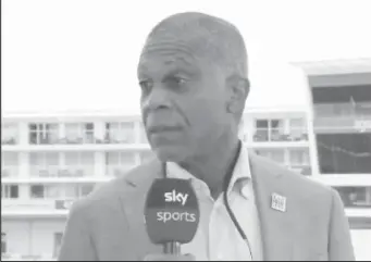  ??  ?? West Indies fast bowling icon Michael Holding speaks passionate­ly prior to the start of the first day’s play at the Ageas Bowl.