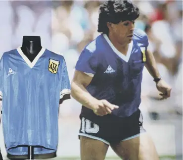  ?? ?? 0 The shirt worn by Argentina’s Diego Maradona during the 1986 World Cup quarter-final
