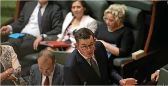  ?? Photo: AAP/TRACEY NEARMY ?? ROBUST FORUM: Victorian Premier Daniel Andrews speaks during Question Time in the lower house at the Victorian Parliament in Melbourne.