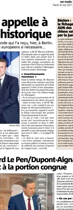  ?? (Photo EPA) (Doc BFM) ?? « Le Front national ne peut pas avoir le monopole de l’opposition », a martelé, hier, Dupont-Aignan.